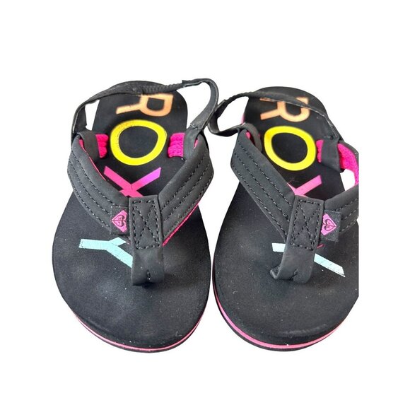 Roxy Toddler Girls Flip Flops Black Multi Size 9 - Picture 1 of 7